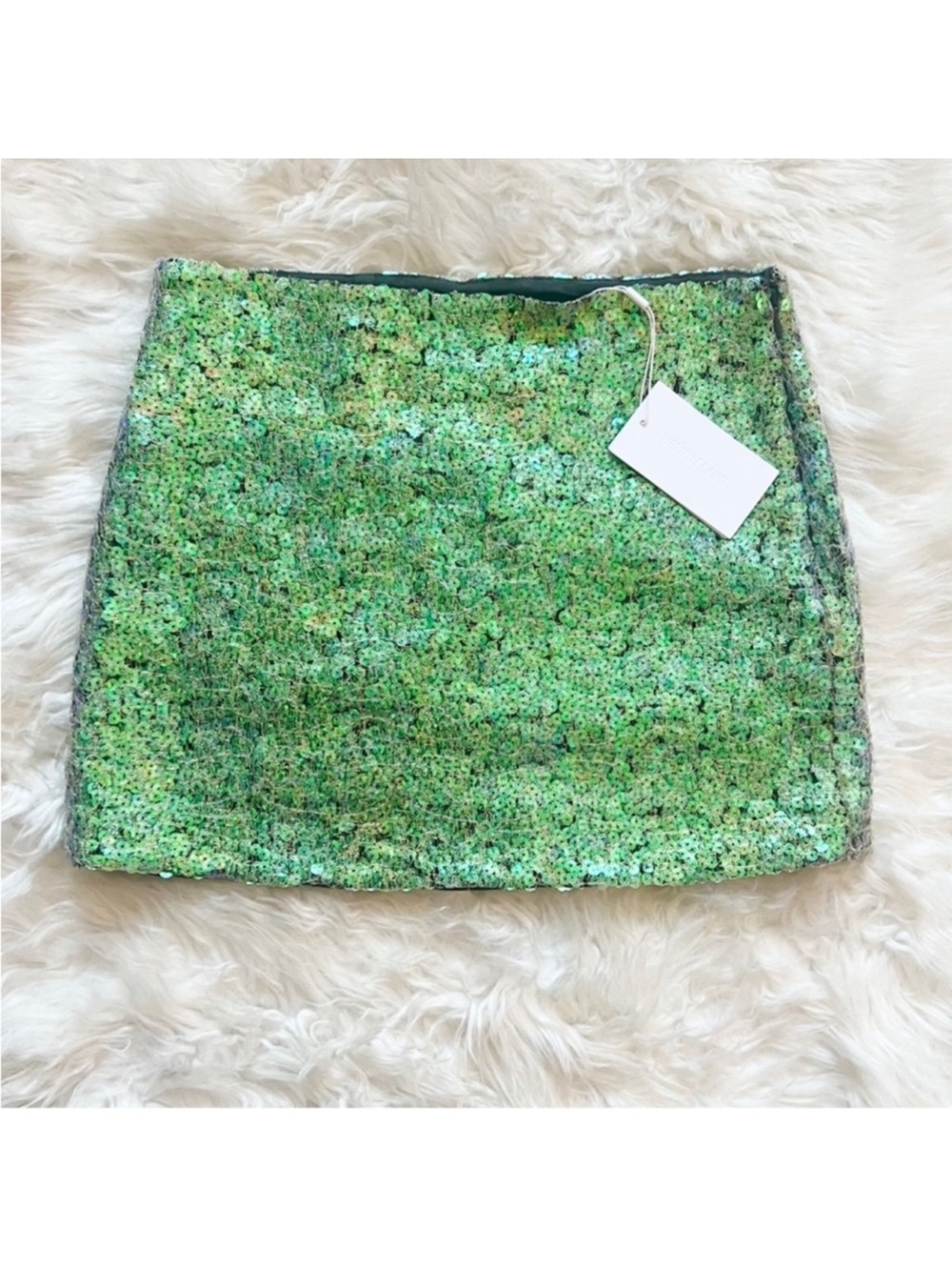 New! Helmut Lang Mirror Iridescent Sequin Mesh Mini Skirt - Picture 6 of 11